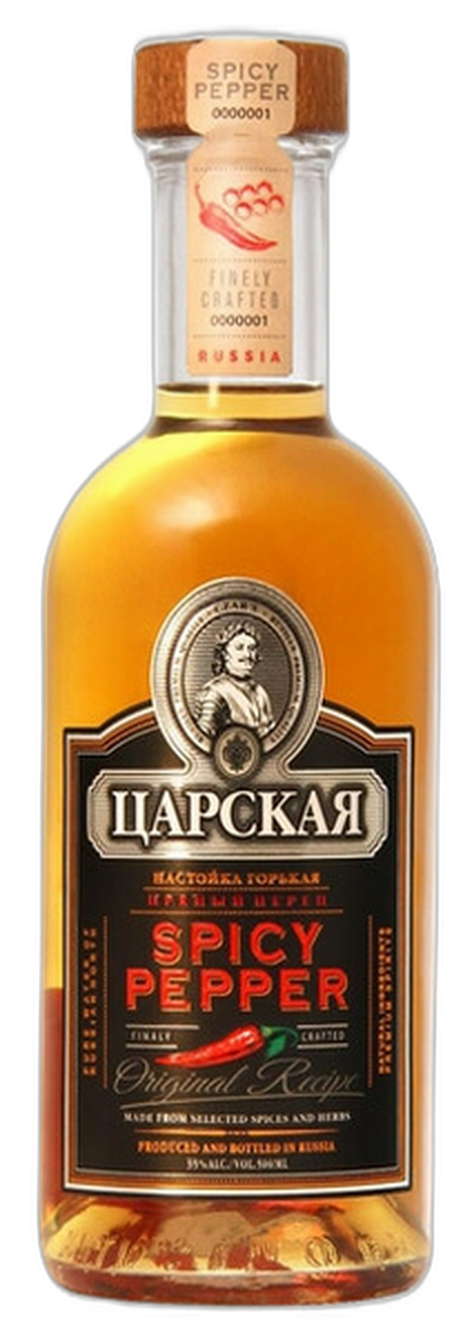 Настойка горькая "ЦАРСКАЯ ПРЯНЫЙ ПЕРЕЦ" со стаканом 0,5л 35%