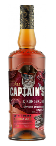 Настойка полусладкая "КАПИТАНСКИЙ (CAPTAIN'S) С КОНЬЯКОМ И СОЧНОЙ АЛТАЙСКОЙ ВИШНЕЙ" 0,5л