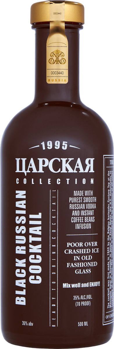Коктейль "ЦАРСКАЯ КОЛЛЕКЦИЯ БЛЭК РАШН", 0,5л, креп. 35%