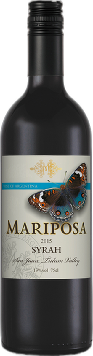 Вино сортовое ординарное "Марипоса Сира" сухое красное, креп. 12,5%, 0,75л